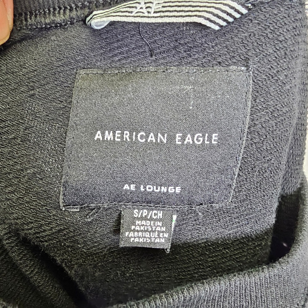 American Eagle AE Lounge Black Sweatshirt Crew Neck Pullover Comfy Top - Picture 4 of 5